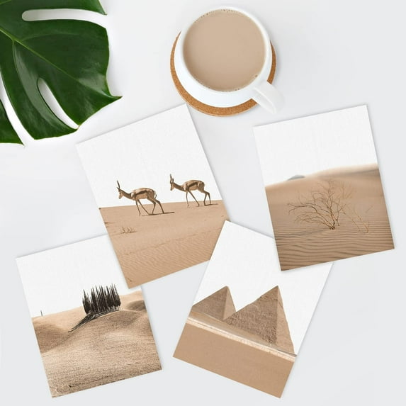 PixonSign Frameless Wall Art Egyptian Pyramid Antelope Prints, Set of 4 Africa Desert Animals Photography Wall Decors, Nature Wall Décor, Adhesive Canvas Poster, Modern Home Artwork - 8"x10"
