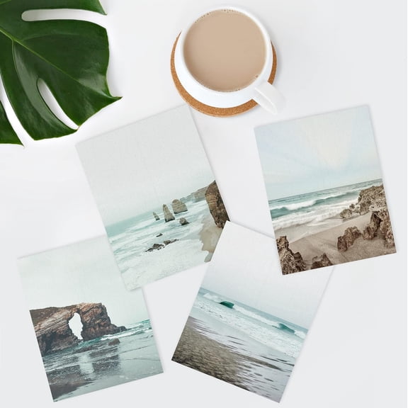 PixonSign Frameless Wall Art, Rocky Storm Cloud Sky Beach Ocean Posters, Set of 4 Landscape Colorful Wall Decor Prints, Nature Artwork Wilderness Wall Décor for Living Room, Bedroom - 8"x10"