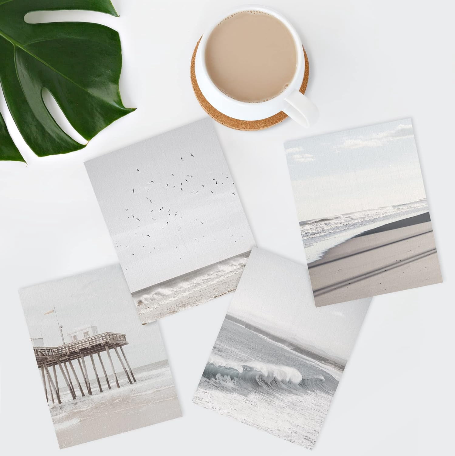 Visual Reference: Pixonsign Frameless Wall Art White Minimalist California Ocean Beach