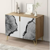 PixonSign Sideboard and Buffet Cabinet, 2 Doors Wood Storage Cabinet Console Table with Black & White Forest Wood Rings for Kitchen, Bedroom, Dinning, Foyer, Office - 35" L x 18" W x 29" H