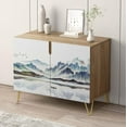thumbnail image 1 of PixonSign Sideboard and Buffet Cabinet, 2 Doors Wood Storage Cabinet Console Table with Close Up Plant Leaf Details for Kitchen, Bedroom, Dinning, Foyer, Office - 35" L x 18" W x 29" H, 1 of 5