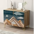 thumbnail image 1 of PixonSign Sideboard and Buffet Cabinet, 2 Doors Wood Storage Cabinet Console Table with Country Wood Panel Mountains for Kitchen, Bedroom, Dinning, Foyer, Office - 35" L x 18" W x 29" H, 1 of 5