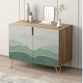 thumbnail image 1 of PixonSign Sideboard and Buffet Cabinet, 2 Doors Wood Storage Cabinet Console Table with Green Mountain Range Landscape for Kitchen, Bedroom, Dinning, Foyer, Office - 35" L x 18" W x 29" H, 1 of 5