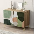 thumbnail image 1 of PixonSign Sideboard and Buffet Cabinet, 2 Doors Wood Storage Cabinet Console Table with Mid-Century Pastel Polygons Geometry Nordic Boho for Kitchen, Bedroom, Dinning, Office - 35" L x 18" W x 29" H, 1 of 5
