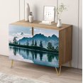 thumbnail image 1 of PixonSign Sideboard and Buffet Cabinet, 2 Doors Wood Storage Cabinet Console Table with Mountain Pine Tree Blue Sky Forestism for Kitchen, Bedroom, Dinning, Foyer, Office - 35" L x 18" W x 29" H, 1 of 5