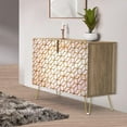 thumbnail image 1 of PixonSign Sideboard Buffet Cabinet, Kitchen Storage Cabinet with 2 Doors, 3D Square Optical Illusion Patterns, Cupboard Console Table for Dining Room - 35" L x 18" W x 29" H, 1 of 5