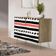 thumbnail image 1 of PixonSign Sideboard Buffet Cabinet, Kitchen Storage Cabinet with 2 Doors, Black & Red Geometric Line Patterns, Cupboard Console Table for Dining Room - 35" L x 18" W x 29" H, 1 of 5