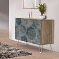 thumbnail image 1 of PixonSign Sideboard Buffet Cabinet, Kitchen Storage Cabinet with 2 Doors, Black & White Geometric Line Pattern, Cupboard Console Table for Dining Room - 35" L x 18" W x 29" H, 1 of 5