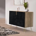 thumbnail image 1 of PixonSign Sideboard Buffet Cabinet, Kitchen Storage Cabinet with 2 Doors, Black & White Swirl Line Patterns, Cupboard Console Table for Dining Room - 35" L x 18" W x 29" H, 1 of 5