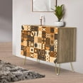 thumbnail image 1 of PixonSign Sideboard Buffet Cabinet, Kitchen Storage Cabinet with 2 Doors, Brown Polygon Collage Pattern, Cupboard Console Table for Dining Room - 35" L x 18" W x 29" H, 1 of 5