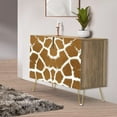 thumbnail image 1 of PixonSign Sideboard Buffet Cabinet, Kitchen Storage Cabinet with 2 Doors, Brown White Geometric Polygon Patterns, Cupboard Console Table for Dining Room - 35" L x 18" W x 29" H, 1 of 5
