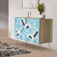thumbnail image 1 of PixonSign Sideboard Buffet Cabinet, Kitchen Storage Cabinet with 2 Doors, Cherry Blossom Chinese Crane Pattern, Cupboard Console Table for Dining Room - 35" L x 18" W x 29" H, 1 of 5