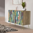 thumbnail image 1 of PixonSign Sideboard Buffet Cabinet, Kitchen Storage Cabinet with 2 Doors, Colorful Vibrant Stripe Pattern, Cupboard Console Table for Dining Room - 35" L x 18" W x 29" H, 1 of 5