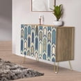 thumbnail image 1 of PixonSign Sideboard Buffet Cabinet, Kitchen Storage Cabinet with 2 Doors, Geometric Blue & Tan Polygon Pattern, Cupboard Console Table for Dining Room - 35" L x 18" W x 29" H, 1 of 5