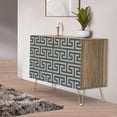 thumbnail image 1 of PixonSign Sideboard Buffet Cabinet, Kitchen Storage Cabinet with 2 Doors, Geometric Duotone Blue Line Patterns, Cupboard Console Table for Dining Room - 35" L x 18" W x 29" H, 1 of 5