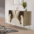 thumbnail image 1 of PixonSign Sideboard Buffet Cabinet, Kitchen Storage Cabinet with 2 Doors, Gold & Brown Bridle Horse Pattern, Cupboard Console Table for Dining Room - 35" L x 18" W x 29" H, 1 of 5