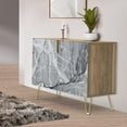 thumbnail image 1 of PixonSign Sideboard Buffet Cabinet, Kitchen Storage Cabinet with 2 Doors, Gray & White Granite Stonewash Style, Cupboard Console Table for Dining Room - 35" L x 18" W x 29" H, 1 of 5