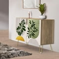 thumbnail image 1 of PixonSign Sideboard Buffet Cabinet, Kitchen Storage Cabinet with 2 Doors, Mid-Century Forest Plant Leaf Pattern, Cupboard Console Table for Dining Room - 35" L x 18" W x 29" H, 1 of 5