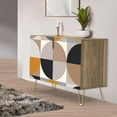 thumbnail image 1 of PixonSign Sideboard Buffet Cabinet, Kitchen Storage Cabinet with 2 Doors, Mid-Century Geometric Circle Patterns, Cupboard Console Table for Dining Room - 35" L x 18" W x 29" H, 1 of 5