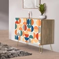thumbnail image 1 of PixonSign Sideboard Buffet Cabinet, Kitchen Storage Cabinet with 2 Doors, Orange & Blue Retro Polygon Pattern, Cupboard Console Table for Dining Room - 35" L x 18" W x 29" H, 1 of 5