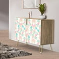 thumbnail image 1 of PixonSign Sideboard Buffet Cabinet, Kitchen Storage Cabinet with 2 Doors, Pastel Pink & Teal Polygon, Cupboard Console Table for Dining Room - 35" L x 18" W x 29" H, 1 of 5