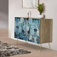 thumbnail image 1 of PixonSign Sideboard Buffet Cabinet, Kitchen Storage Cabinet with 2 Doors, Vibrant Blue 3D Square Cube Patterns, Cupboard Console Table for Dining Room - 35" L x 18" W x 29" H, 1 of 5