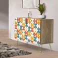 thumbnail image 1 of PixonSign Sideboard Buffet Cabinet, Kitchen Storage Cabinet with 2 Doors, Vibrant Orange & Blue Polygon, Cupboard Console Table for Dining Room - 35" L x 18" W x 29" H, 1 of 5