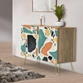 thumbnail image 1 of PixonSign Sideboard Buffet Cabinet, Kitchen Storage Cabinet with 2 Doors, Vibrant Teal Red Granite Pattern, Cupboard Console Table for Dining Room - 35" L x 18" W x 29" H, 1 of 5
