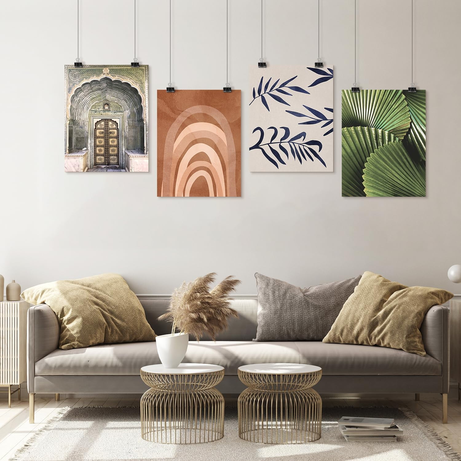 枝アート PixonSign Vintage Adhesive Wall Art Exotic and Posters, Set of 4