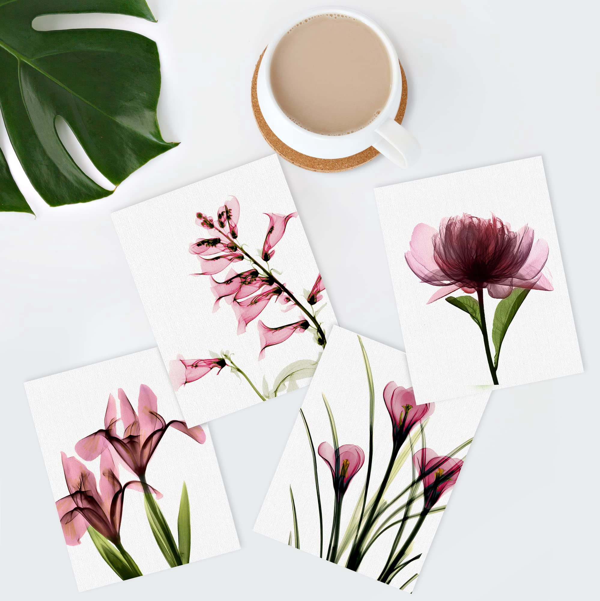PixonSign Wall Art X-Ray Pink Botanical Floral Flower Adhesive Canvas ...