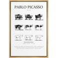 thumbnail image 1 of PixonSign ramed Canvas Print Wall Art Pablo Picasso Evolution of Bull Animals Nature Illustrations Fine Art Rustic Scenic Relax/Calm Duotone Dark for Living Room, Bedroom, Office - 16"x24" Natural, 1 of 5
