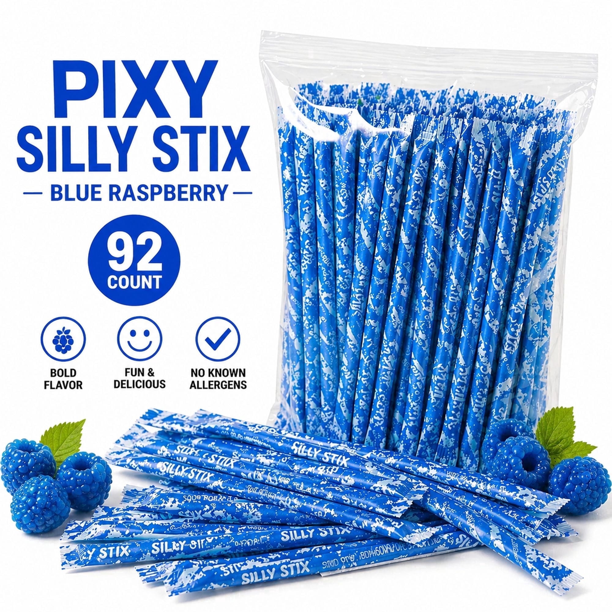 Blue Raspberry Stix Michele’s Pantry Pixy Silly Stix Candy Blue Raspberry – 92 Count ...