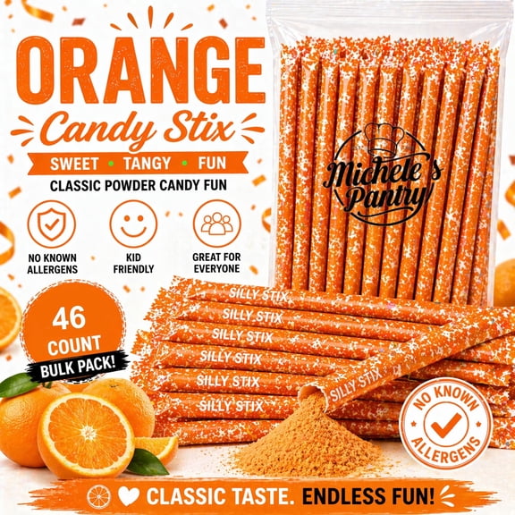 Michele's Pantry Pixy Silly Stix Candy Orange Sour Powder Candy 46 Count