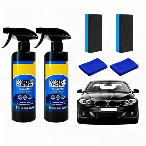 Piyjrrf Ceramic Coating Spray for Cars, Hydrophobic SiO2 Car Wax Polish & Waterless Wash, 2-Pack with Towel