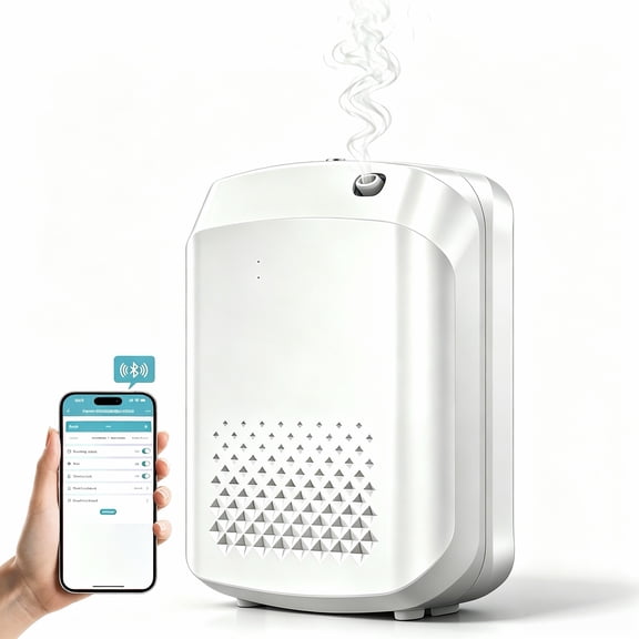 Piyjrrf Waterless Essential Oil Diffuser for Large Spaces, 3000 Sq.Ft Coverage Smart Aroma Machine with Bluetooth App Control, 400ml Cold Air Technology, Silent Wall Mount for Home Hotel Office