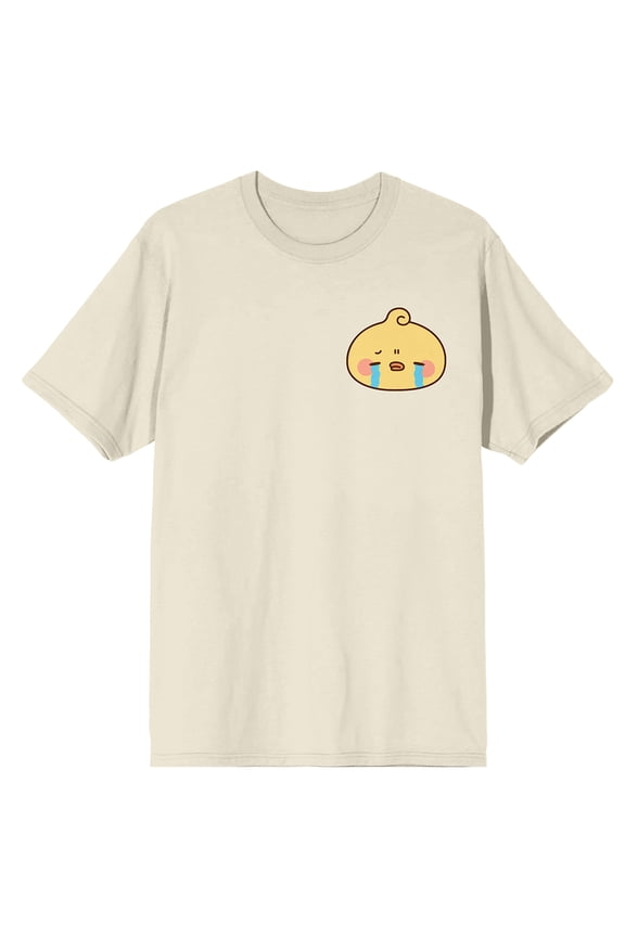 Piyomaru Crying Emoji Men's Natural Crew Neck Short Sleeve T-shirt-Medium