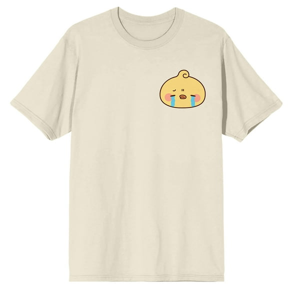 Piyomaru Crying Emoji Men's Natural Crew Neck Short Sleeve T-shirt-XL