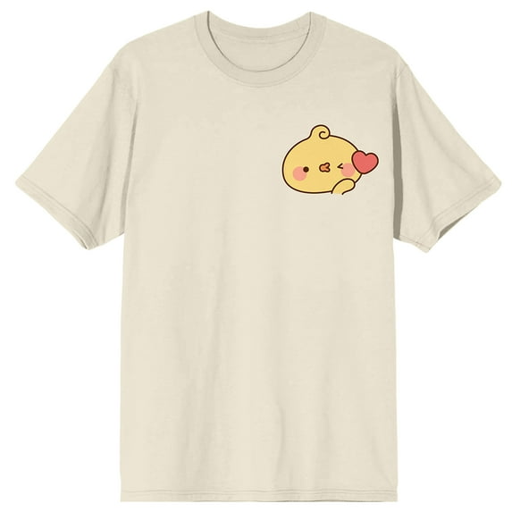 Piyomaru Heart Emoji Men's Natural Crew Neck Short Sleeve T-shirt-Large