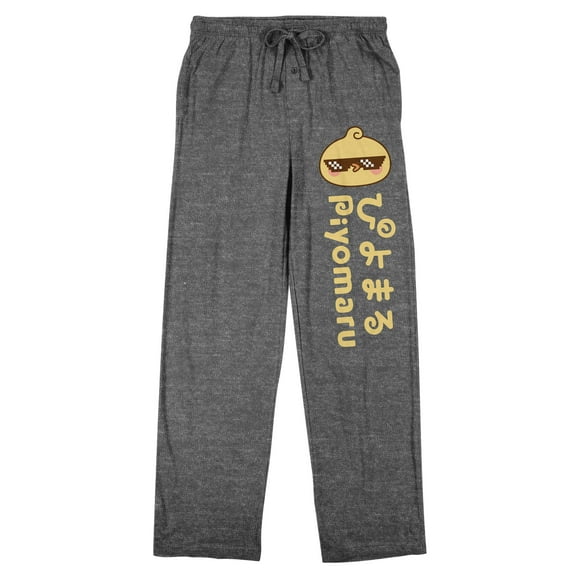 Piyomaru Kanji Men's Heather Gray Sleep Pajama Pants