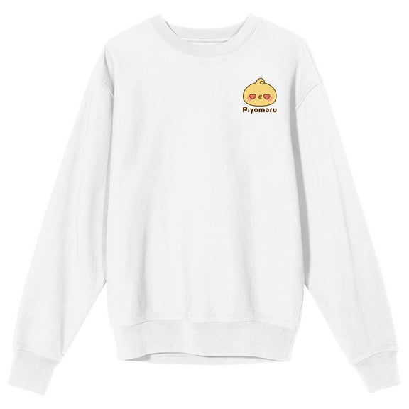 Piyomaru Piyori & Piyoko Crew Neck Long Sleeve Adult White Sweatshirt