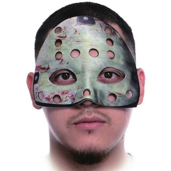 Pizazz Creepy Fabric Form Fitting Bloody Goalie Face Mask Costume Accessory