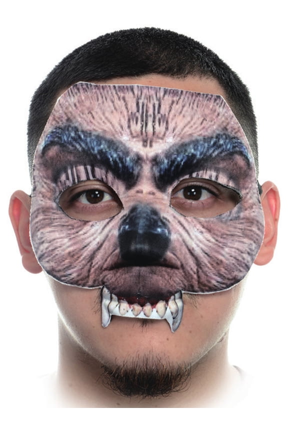 Creepy Fabric Form Fitting Werewolf Face Mask Costume Accessory