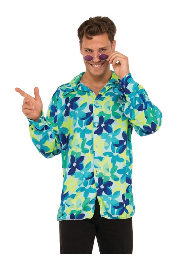 Men's 70s Groovy Dancing Dude Floral Disco Shirt Costume X-Large 48