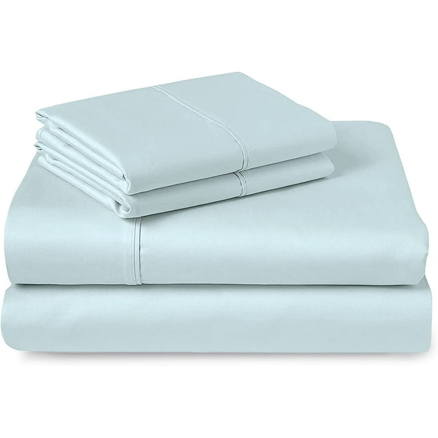 Pizuna 400 Thread Count 6Pc Baby Blue Luxury Bed Sheets Set King With 4