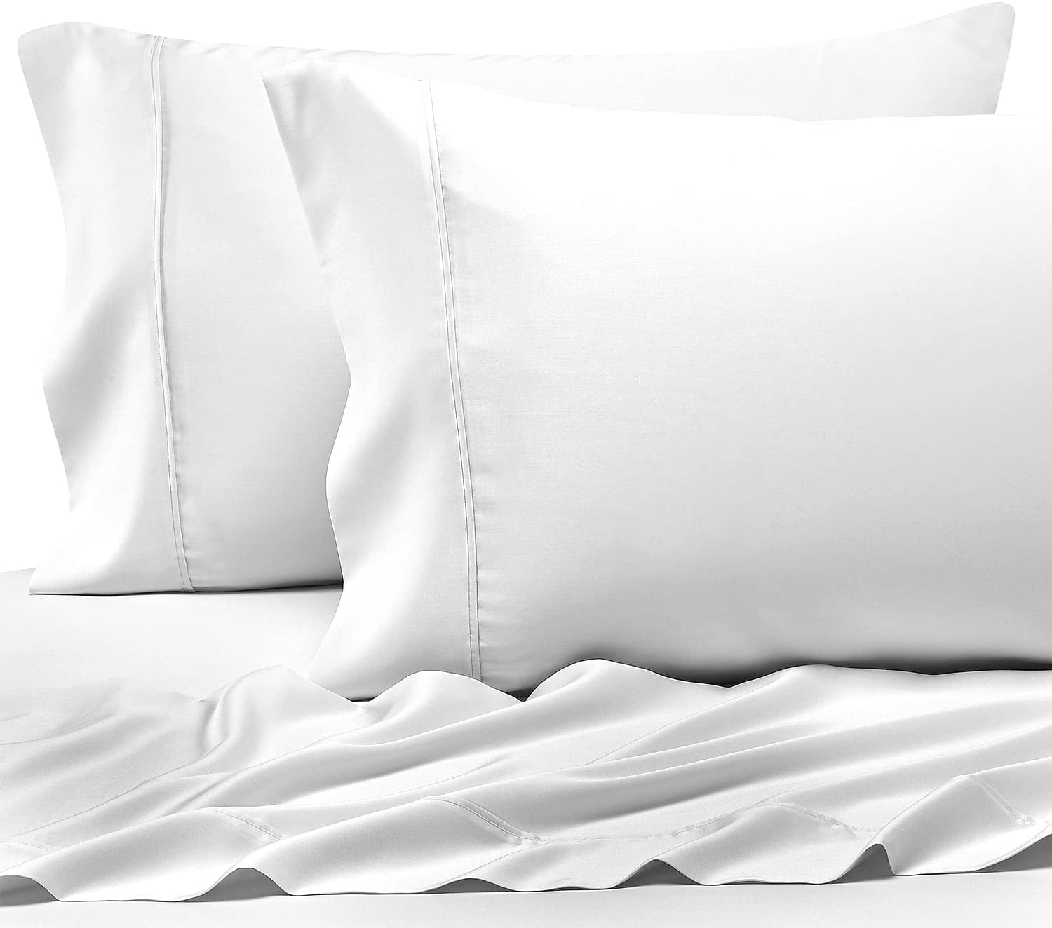 White Cotton Satin Standard/Queen Pillowcases Set of 2