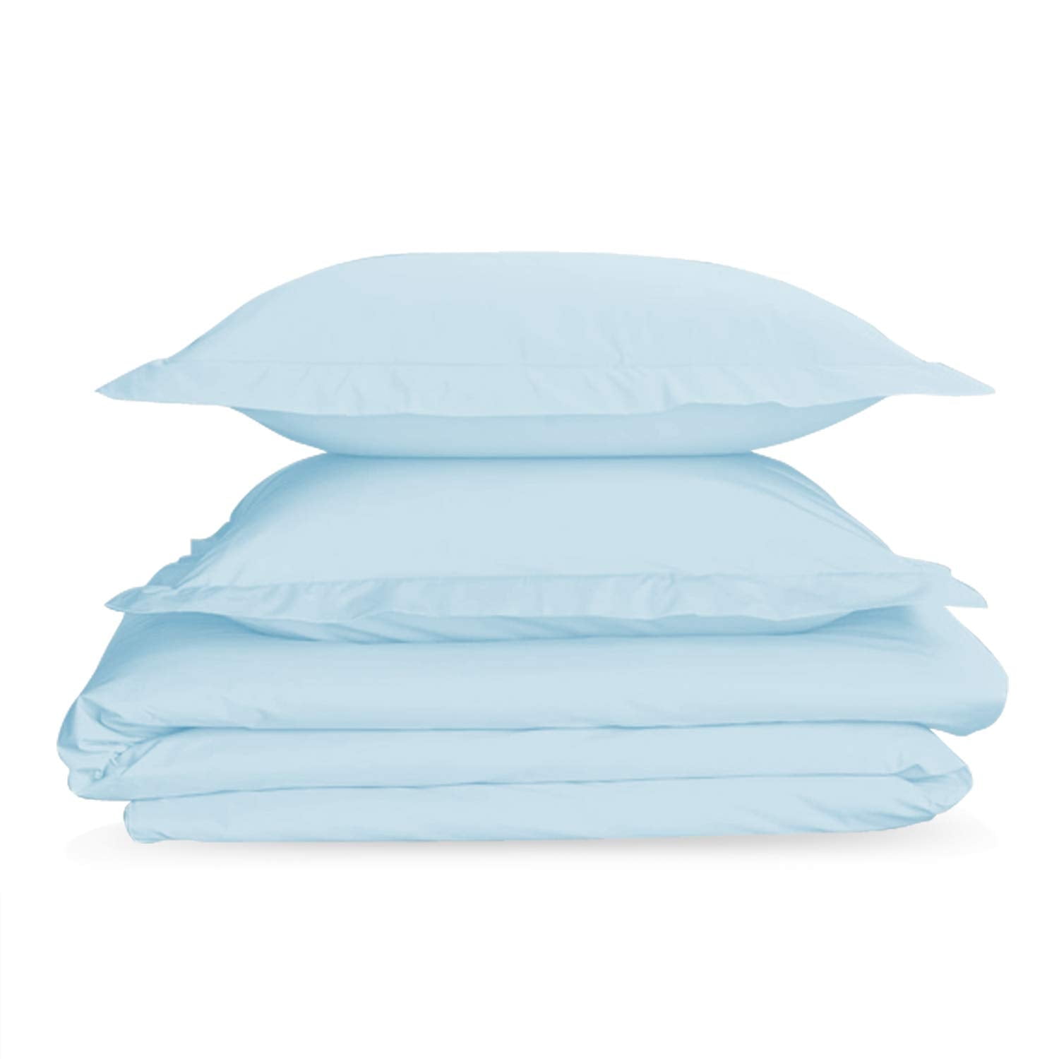 Nisaki Cotton Queen Duvet Cover Blue Fog, 100% Long Staple Combed Cotton Comforter Cover Queen Size with Hidden Button Closure (Queen Quilt Bedding Set)