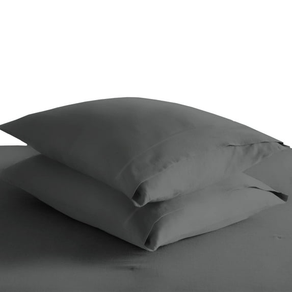 Pizuna 400 Thread Count Cotton-Envelope-Pillow-Cases Queen-Size 2 Pack Dark Gray, 100% Long Staple Cotton Soft Sateen Weave Pillow-Covers-With-8Inch-Flap (100% Cotton Queen Pillow Cases)