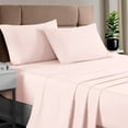 thumbnail image 1 of Pizuna Cotton Short King Bed Sheet Set, Hotel Quality Sateen, 400 Thread Count, Fits Mattress up to 15” – Light Pink, 1 of 6