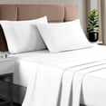 thumbnail image 1 of Pizuna Cotton Twin Bed Sheet Set, Hotel Quality Sateen, 400 Thread Count, Fits Mattress up to 15” – White, 1 of 7