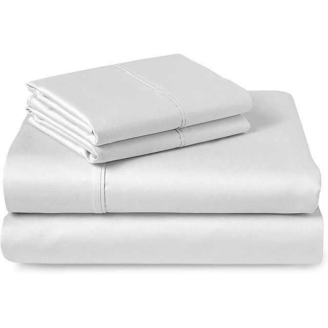 Pizuna 400 Thread Count Cotton Twin Sheets Set White, 100 Long Staple